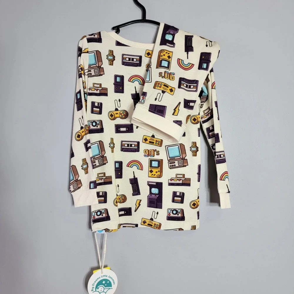 Big Dreams Little Jammies Bamboo 3T Kids 90s Retro Gaming Pajama Set Long Sleeve